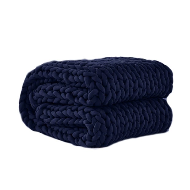 Knitted Weighted Blanket Chunky Bulky Knit Throw Blanket 3KG Navy Blue