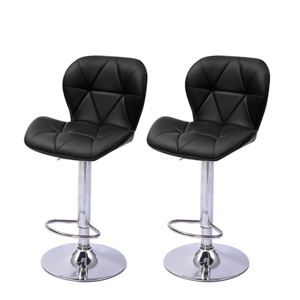 2x Bar Stools Kitchen PU Leather Chairs Gas Lift Swivel Black