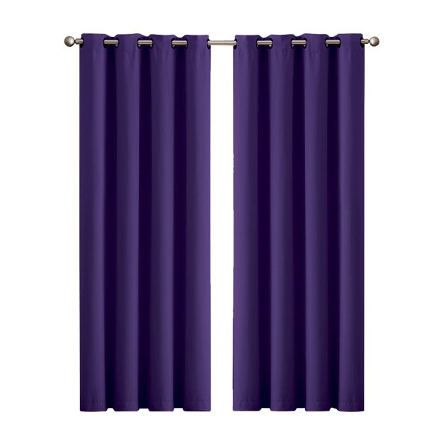 2x Blockout Curtains Panels 3 Layers 140x230cm Purple