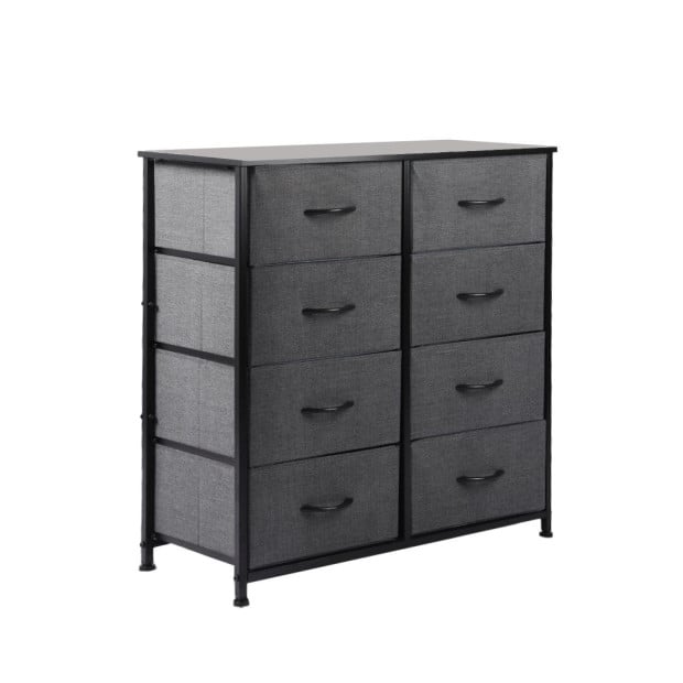 Storage Cabinet Tower Chest of Drawers Tallboy 8 Drawer Dark Grey
