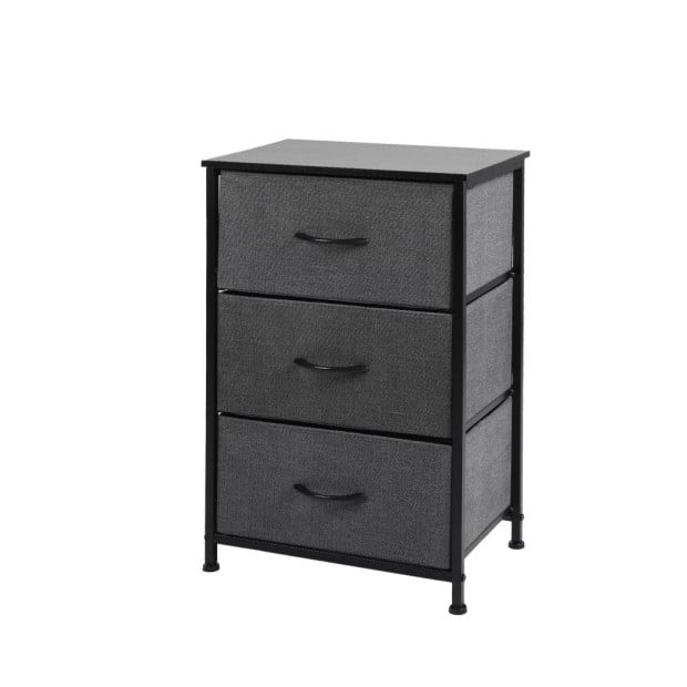 Storage Cabinet Tower Chest of Drawers Tallboy 3 Drawer Dark Grey