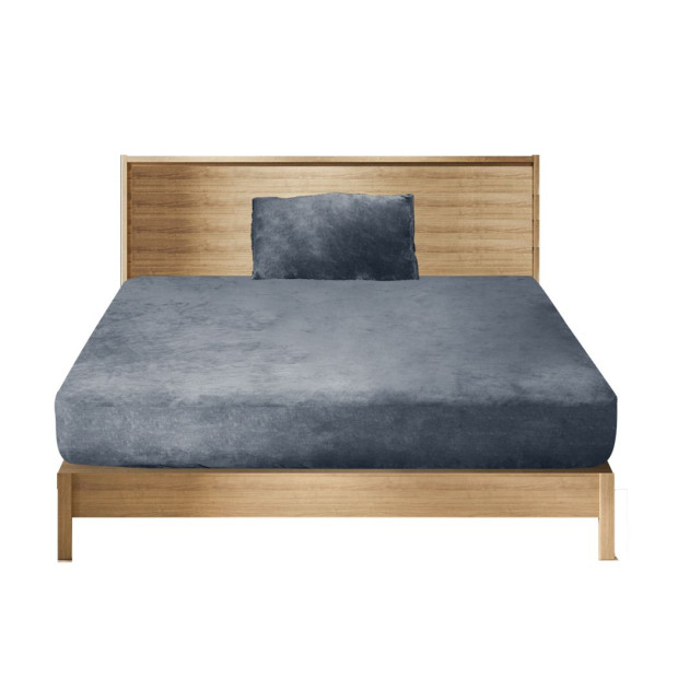 Bedding Set Fitted Bed Sheet with Pillowcases Dark Grey King Single