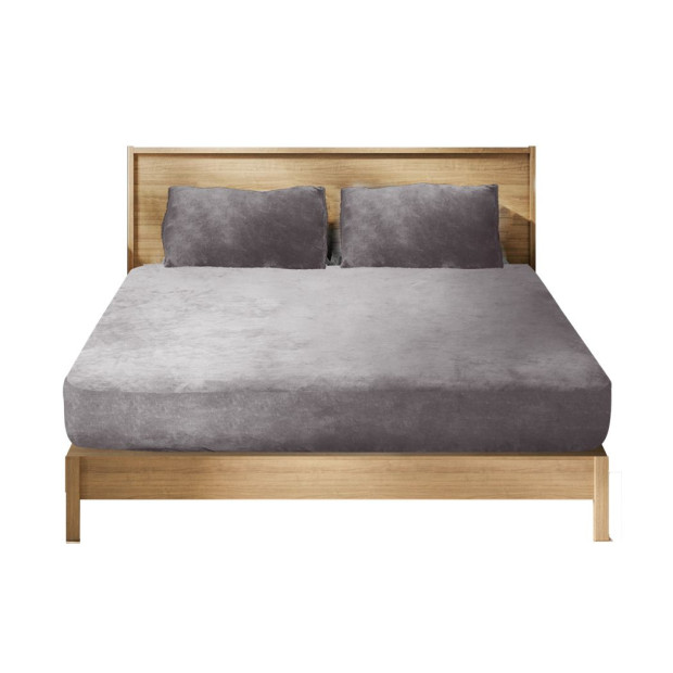 Bedding Set Fitted Bed Sheet with Pillowcases Silver Grey King