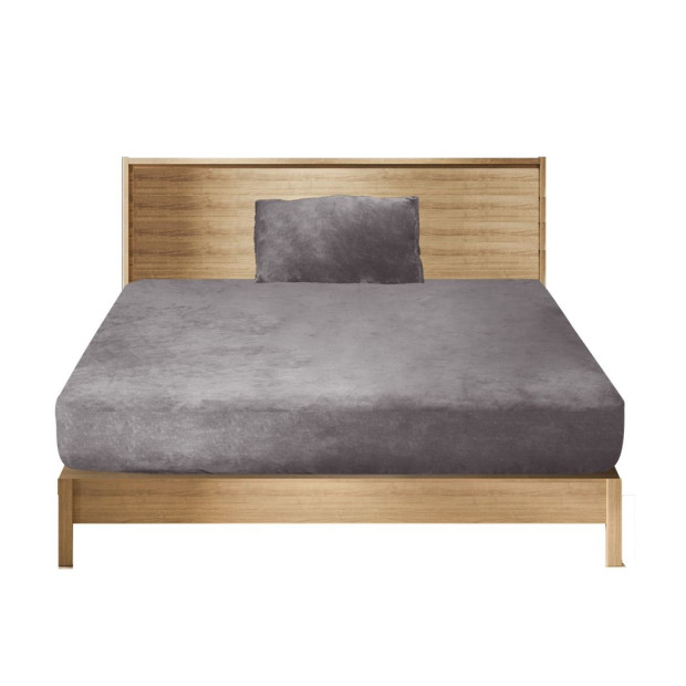 Bedding Set Fitted Bed Sheet with Pillowcases Silver Grey King Single