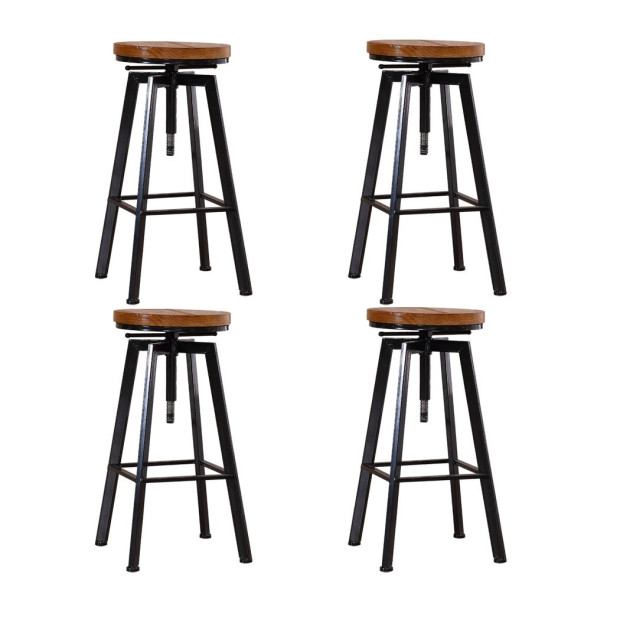 Industrial Bar Stools Kitchen Stool Wooden Barstools Swivel Vintage