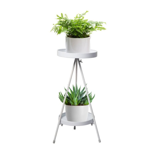 Plant Stand 2 Tiers Outdoor Indoor Metal Flower Pots Rack Garden Pink