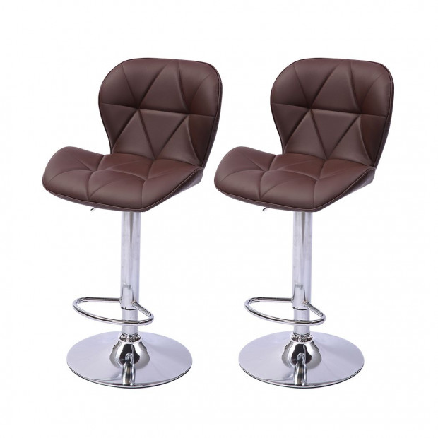 2x Bar Stools Swivel Gas Lift Kitchen Leather Chairs Metal Barstools