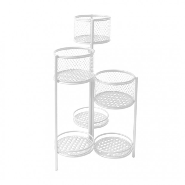 6 Tier Plant Stand Swivel Metal Stands Flower Shelf Rack Garden White