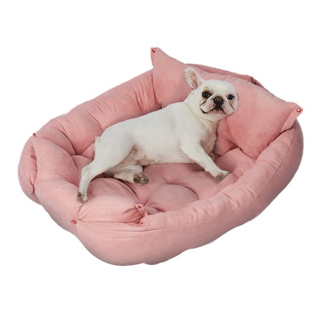 Pet Bed 2 Way Use Dog Cat Soft Warm Calming Mat Sleeping - Pink S