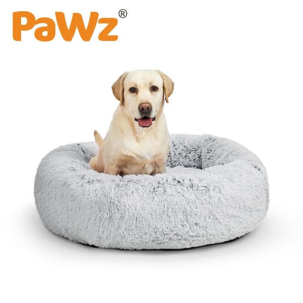 Pet Bed Cat Dog Donut Nest Calming Mat Soft Plush Kennel L