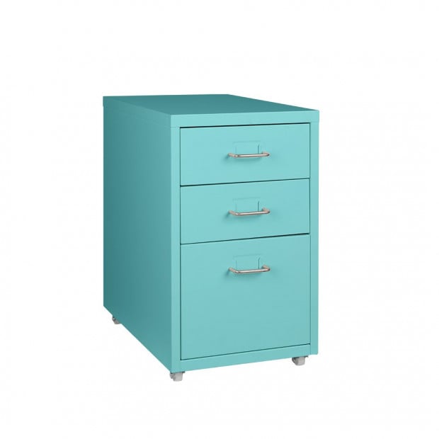 Filing Cabinet Storage Steel Metal Home Office Organise 3 Drawer Blue