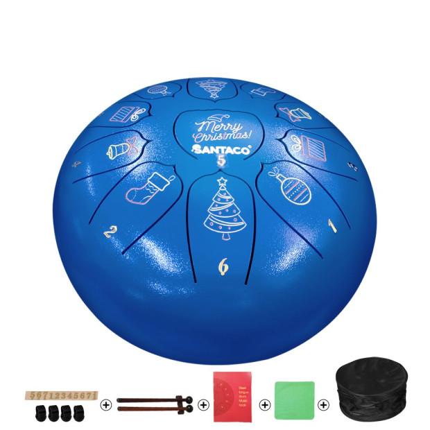 10in Steel Tongue Drum 11 Notes Handpan drum Bag Christmas Gifts Blue