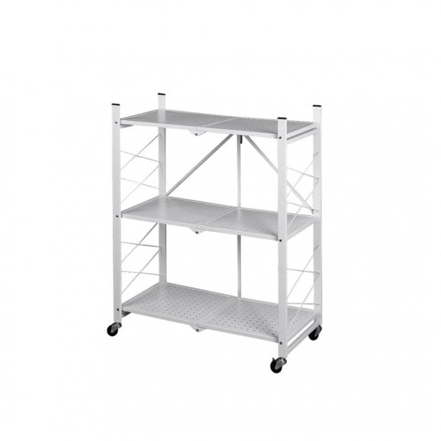 Foldable Storage Shelf Display Rack Bookshelf Bookcase Wheel