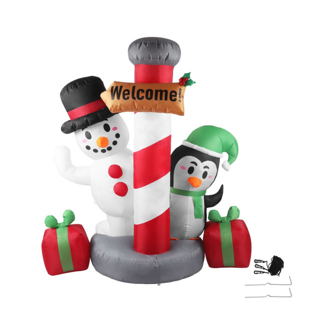 Inflatable Christmas Decor Pole Welcome 1.8M LED Lights Xmas Party