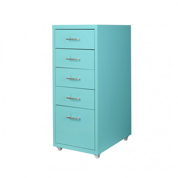 5 Drawers Portable Cabinet Rack Storage Steel Stackable Blue