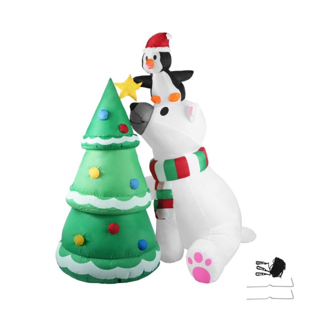 Inflatable Christmas Decor Polar Bear Tree 1.8M LED Lights Xmas Party