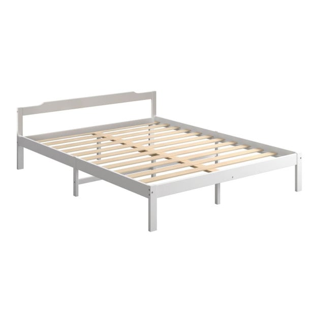 Wooden Bed Frame Queen Size Mattress Base Solid Timber Pine Wood White