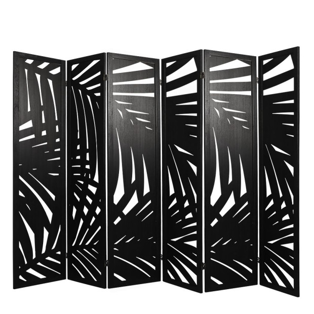 6 Panel Room Divider Folding Screen Partition Multi Sizes Wood Black