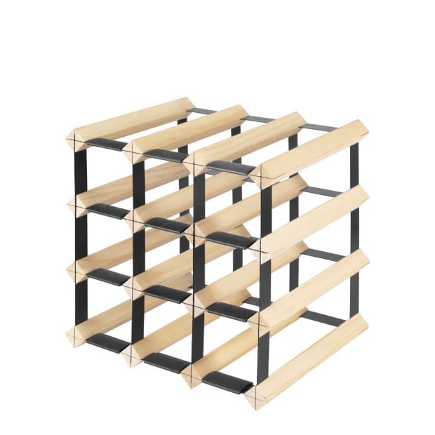 Timber Wine Storage Rack Wooden Cellar Organiser 12 Bottle Stand