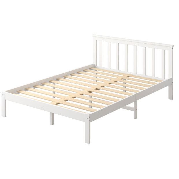 Wooden Bed Frame Double Full Size Mattress Base Timber White