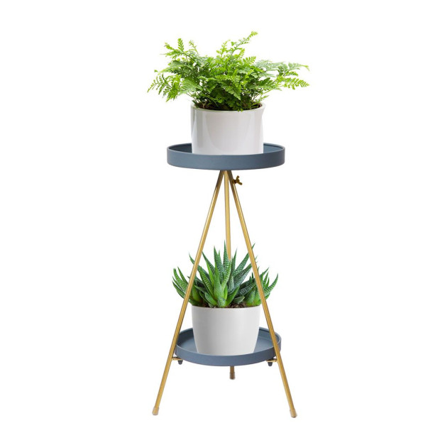 Plant Stand 2 Tiers Outdoor Indoor Metal Flower Pots Rack Garden Grey