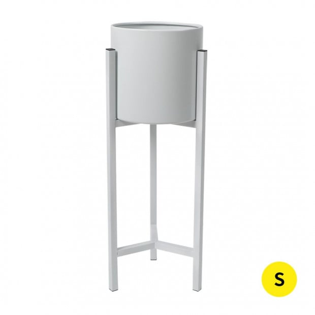 Garden Planter Stand Metal Flower Pot Rack Corner Shelving White - S