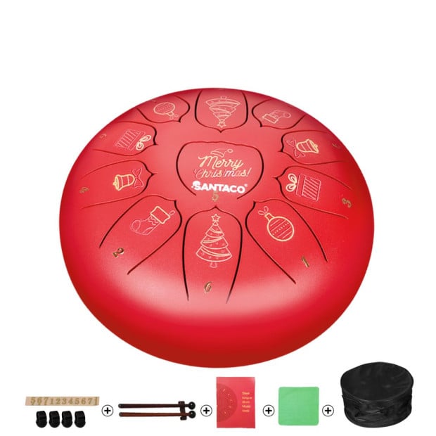 Steel Tongue Drum 10 in11 Notes Handpan And Bag Mallet Gifts Red