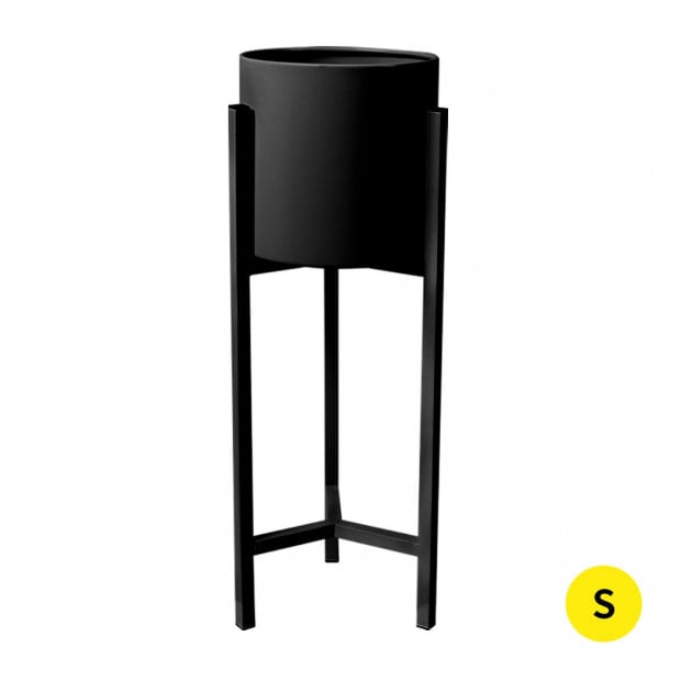 Garden Planter Metal Flower Pot Rack Corner Shelving Black - S
