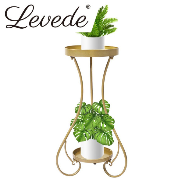 Plant Stand 2 Tiers Outdoor Indoor Metal Flower Pots Rack Garden Shelf