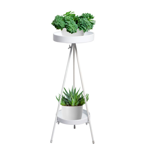 Plant Stand 2 Tiers Outdoor Indoor Metal Flower Pots Rack Garden Black