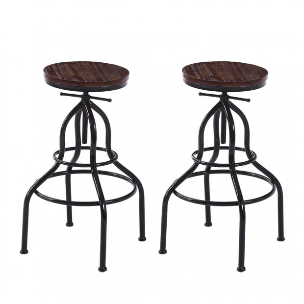2x Bar Stools Stool Gas Lift Kitchen Wooden Dining Chairs Barstools