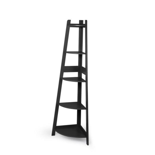 5 Tier Corner Shelf Wooden Storage Home Display Rack Plant Stand Black
