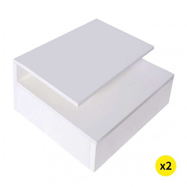 Bedside Tables LED Wall Mounted Cabinet Side Table Floating X2