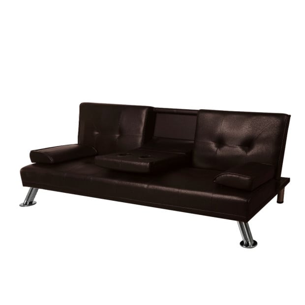 Adjustable Sofa Bed Lounge Couch Leather Beds 3 Seater Recliner Brown Image 2
