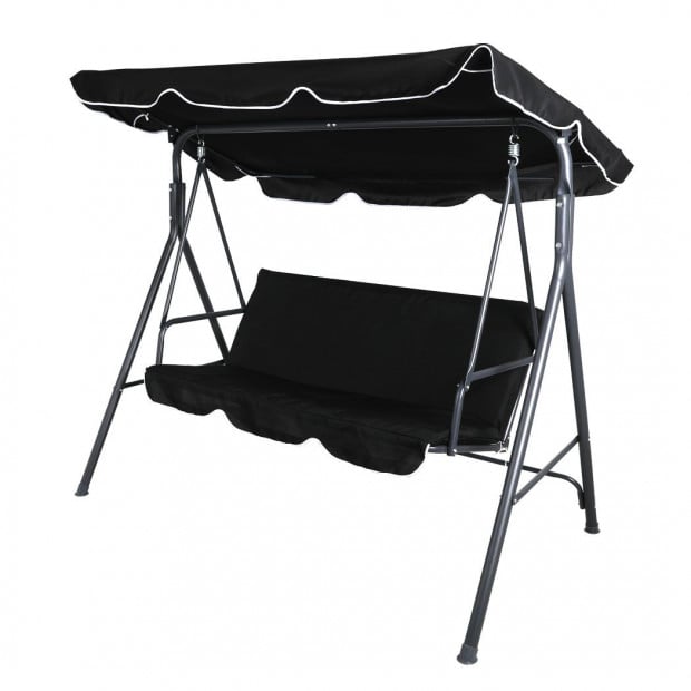 Swing Chair Hammock Outdoor Furniture Garden Canopy 3 Seater Black