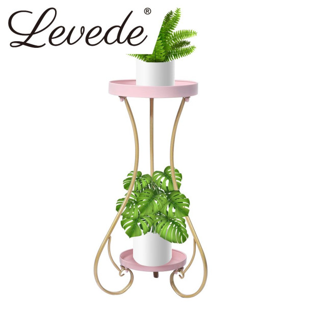 Plant Stand 2 Tiers Outdoor Indoor Metal Flower Pots Rack Garden Shelf