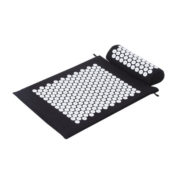 Acupressure Mat Yoga Massage Pain Stress Relax Black 68 x 42cm