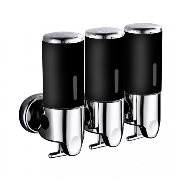 3 Bottles Bathroom Shower Soap Shampoo Gel Dispenser Pump 1500ml Black