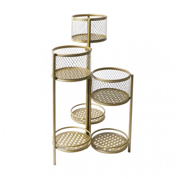 6 Tier Plant Stand Swivel  Metal Stands Flower Shelf Gold Garden