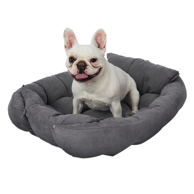 Pet Bed 2 Way Use Dog Cat Soft Warm Calming Mat Sleeping - Grey S