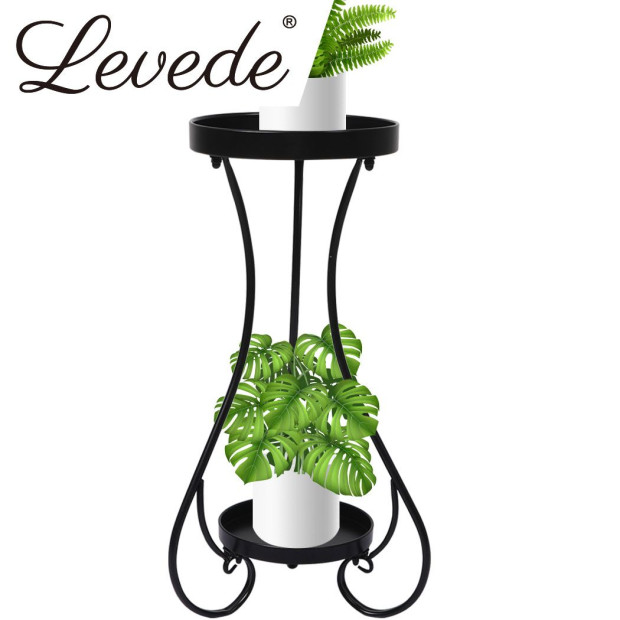 Plant Stand 2 Tiers Outdoor Indoor Metal Flower Pots Rack Garden Shelf