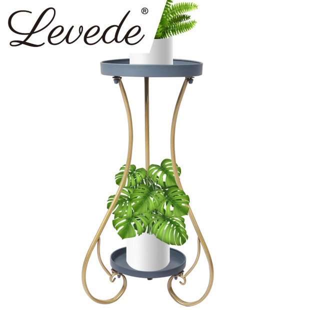 Plant Stand 2 Tiers Outdoor Indoor Metal Flower Pots Rack Garden Shelf