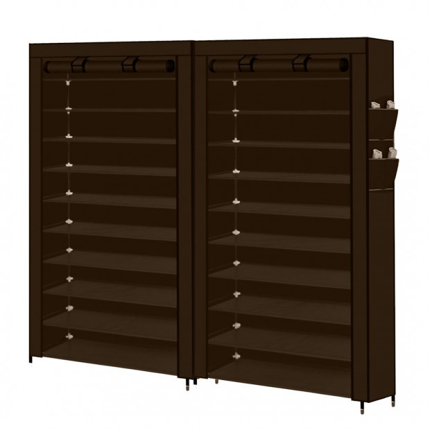 2x Shoe Rack Storage Cabinet Cube DIY Organiser 10 Tier Brown