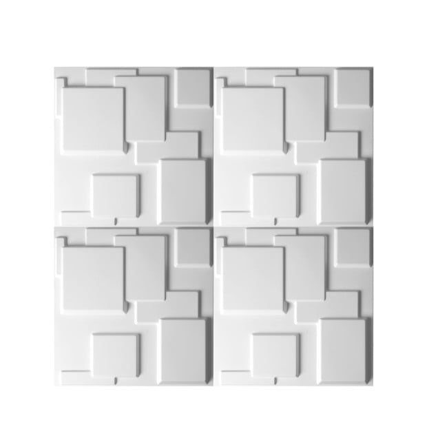 12Pcs 3D PVC Wall Panels Paintable Home Background Decor 50x50cm Square