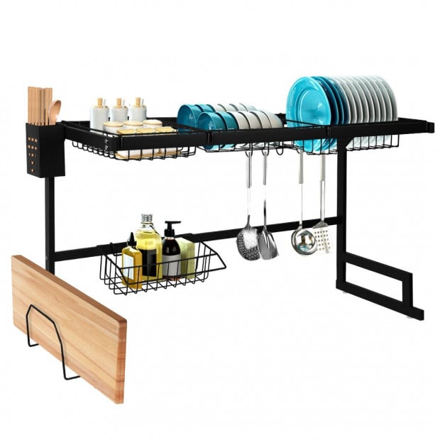 Dish Drying Rack Sink Black Dish Drainer Organizer 2 Tier