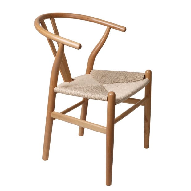 Set of 2 Dining Chairs Rattan Seat Side Wood Furniture Oak