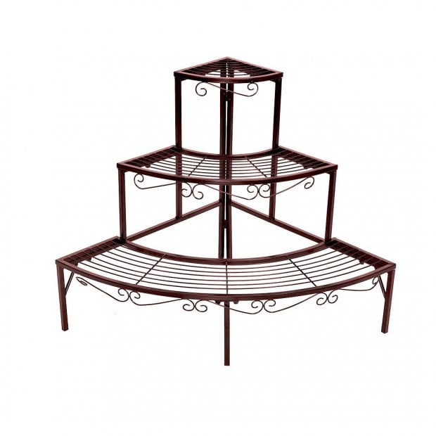 Plant Stand Metal Flower Pots Rack Corner Planter Shelf