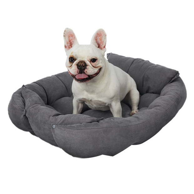 Pet Bed 2 Way Use Dog Cat Soft Warm Calming Mat Sleeping - Grey M