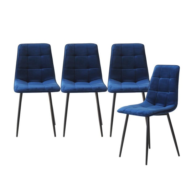 4x Dining Chairs Kitchen Table Lounge Room Retro Padded Seat Velvet