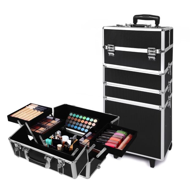 Makeup Case Professional Makeup Organiser 7 in 1 Trolley Black White